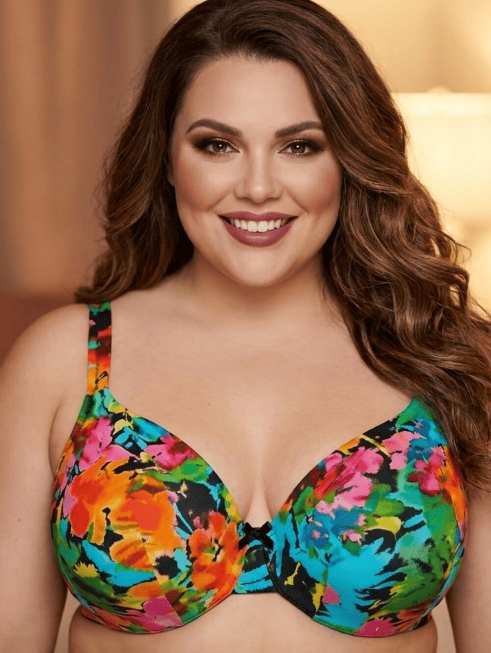 Floral Print Cacique Bra 42F Underwire Lightly Lined Full Coverage Balconette